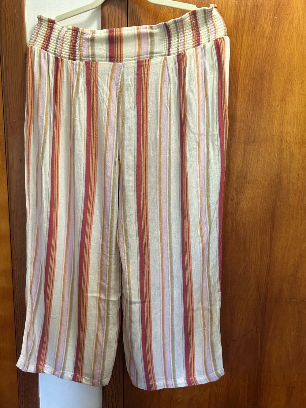 Mudd Striped Wide-Leg Capris in Cream, Red, Orange